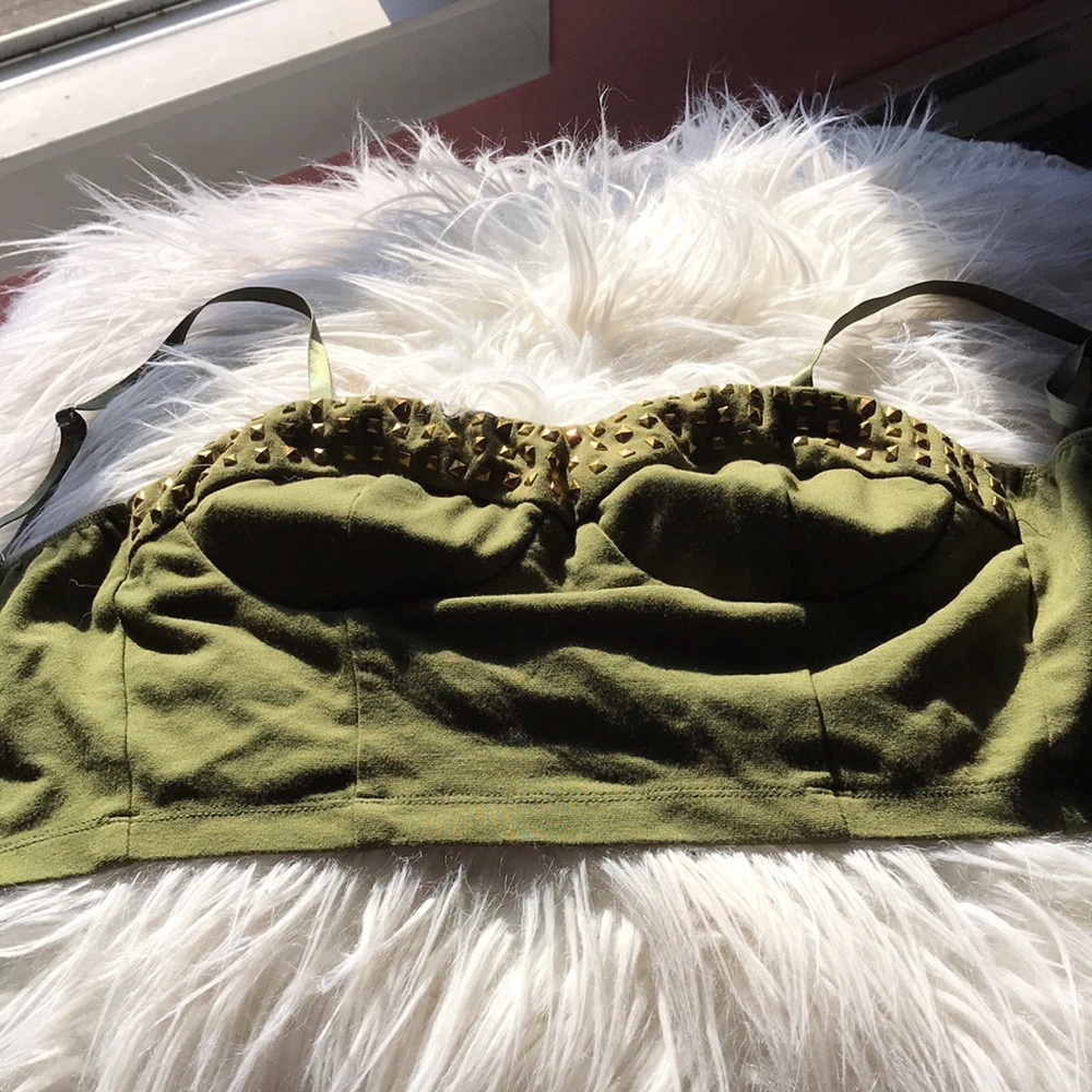 Green Crop Top with Jewels
